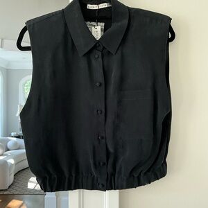 NWT Alice and Olivia black sleeveless blouse
